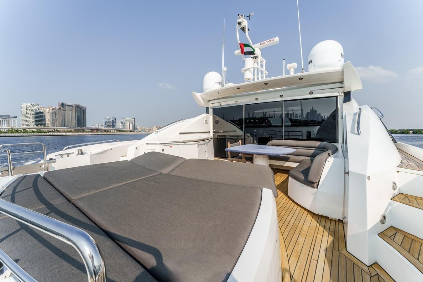 a boat with a bench and a bench on it aboard MILA DUBAI Yacht for Sale