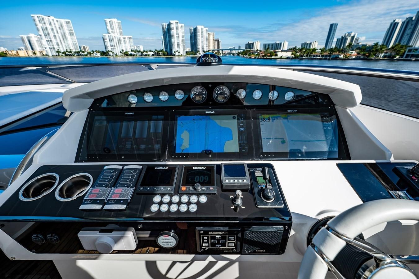 the inside of a car aboard MANDALA Yacht for Sale