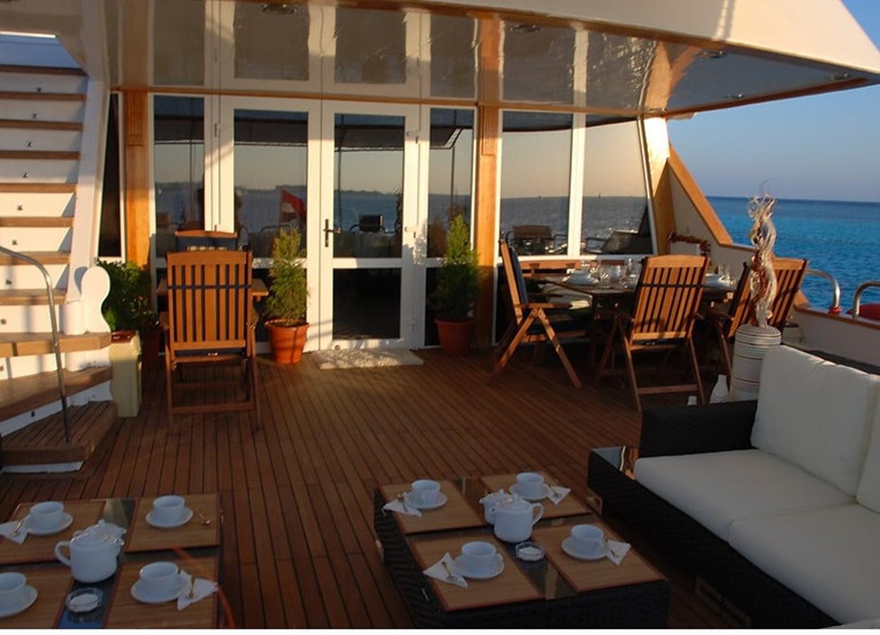 a room with a table chairs and plants aboard 36 M YATCH Yacht for Sale
