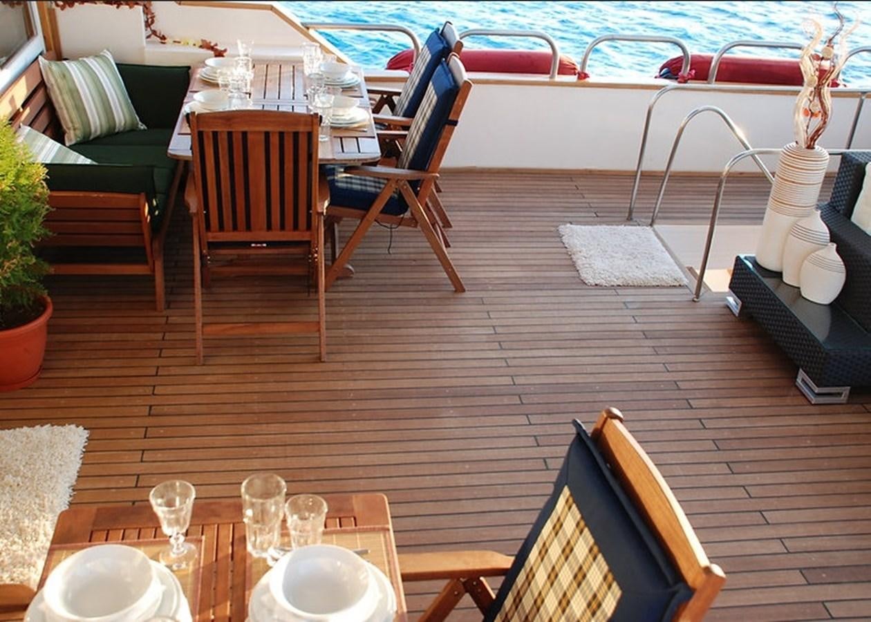 a deck with a table and chairs aboard 36 M YATCH Yacht for Sale