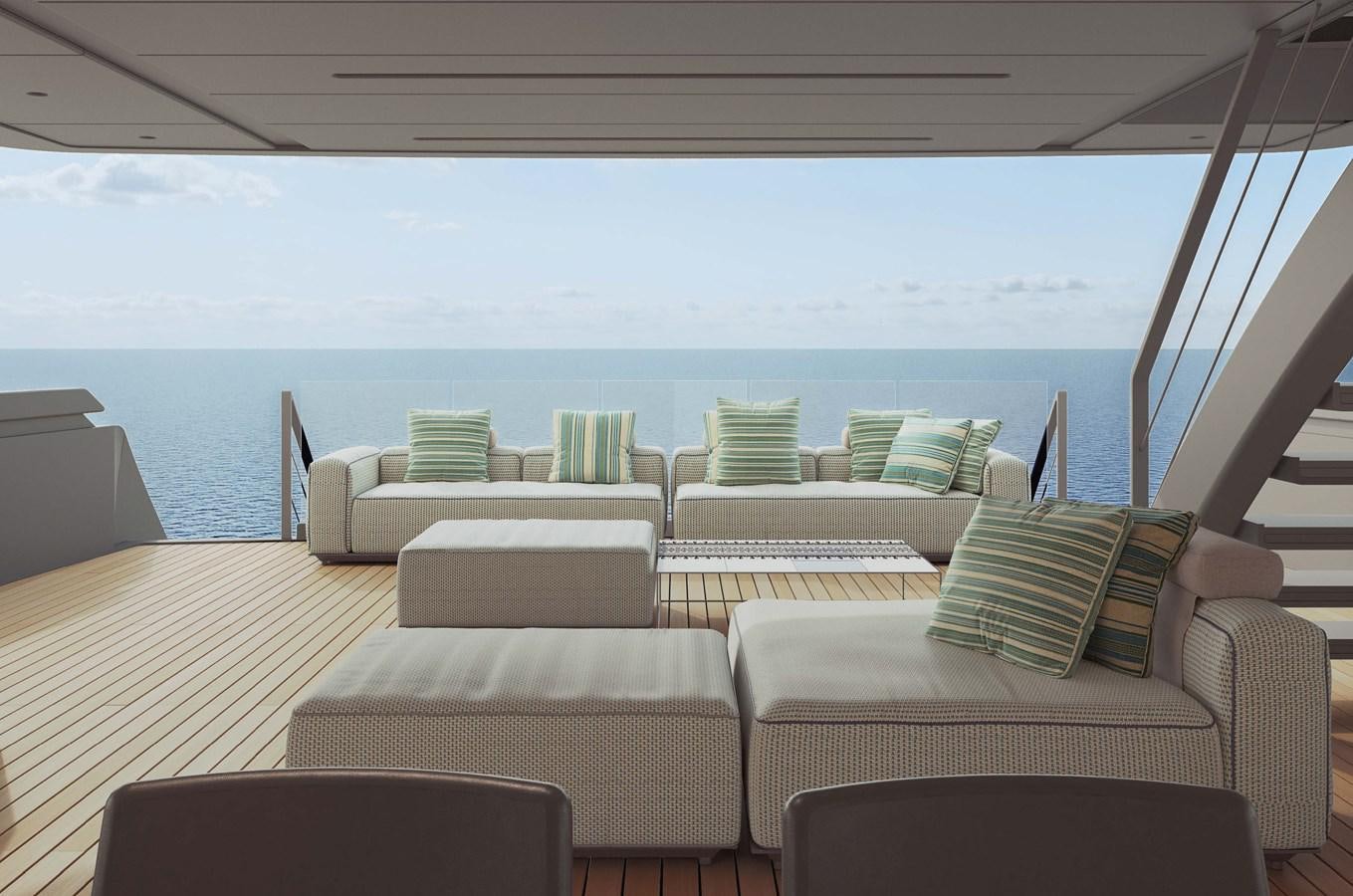 a large living room with a view of the ocean aboard DOGE LINE 400 GT #01 Yacht for Sale