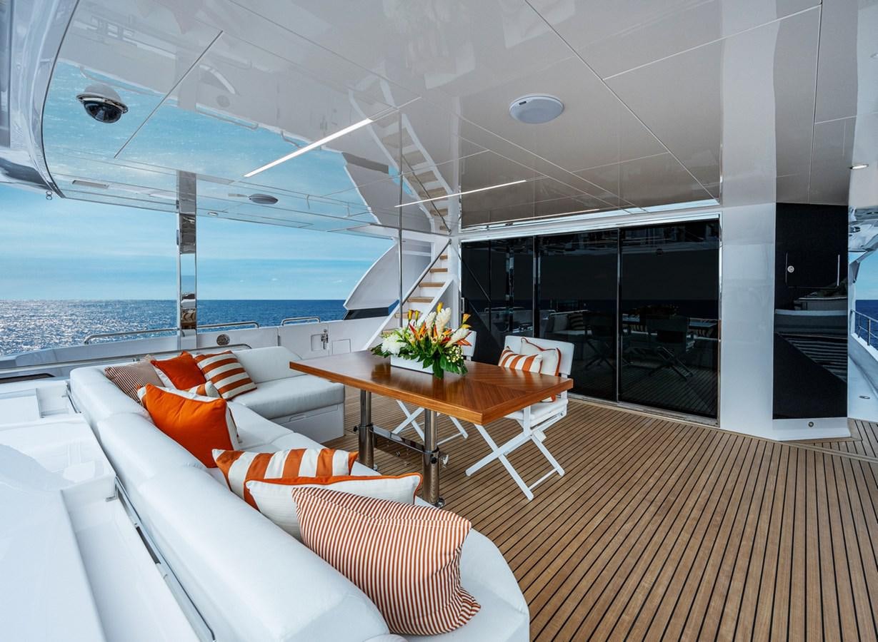 a room with a table and chairs aboard FD75-709 / NOW AVAILABLE Yacht for Sale