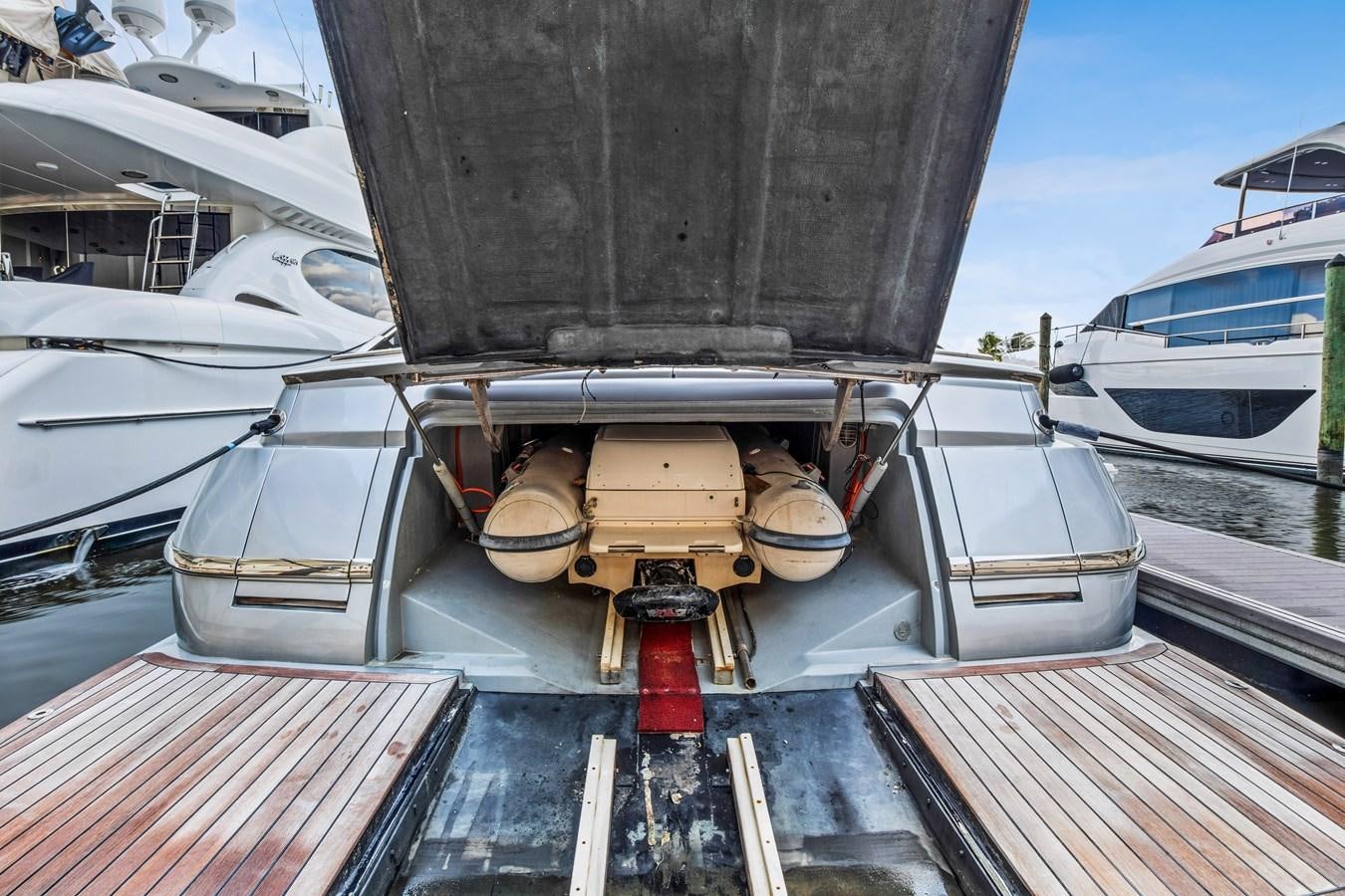 a boat on a dock aboard ALCHEMY Yacht for Sale