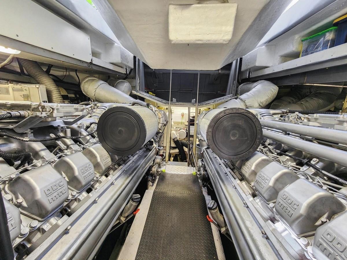 a large room with large pipes aboard ALCHEMY Yacht for Sale