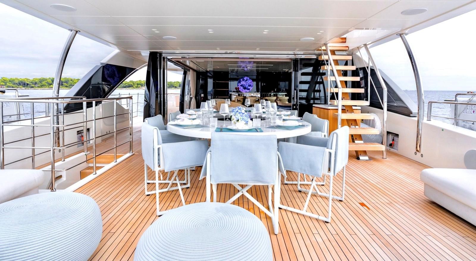 a room with tables and chairs aboard TOGETHER Yacht for Sale