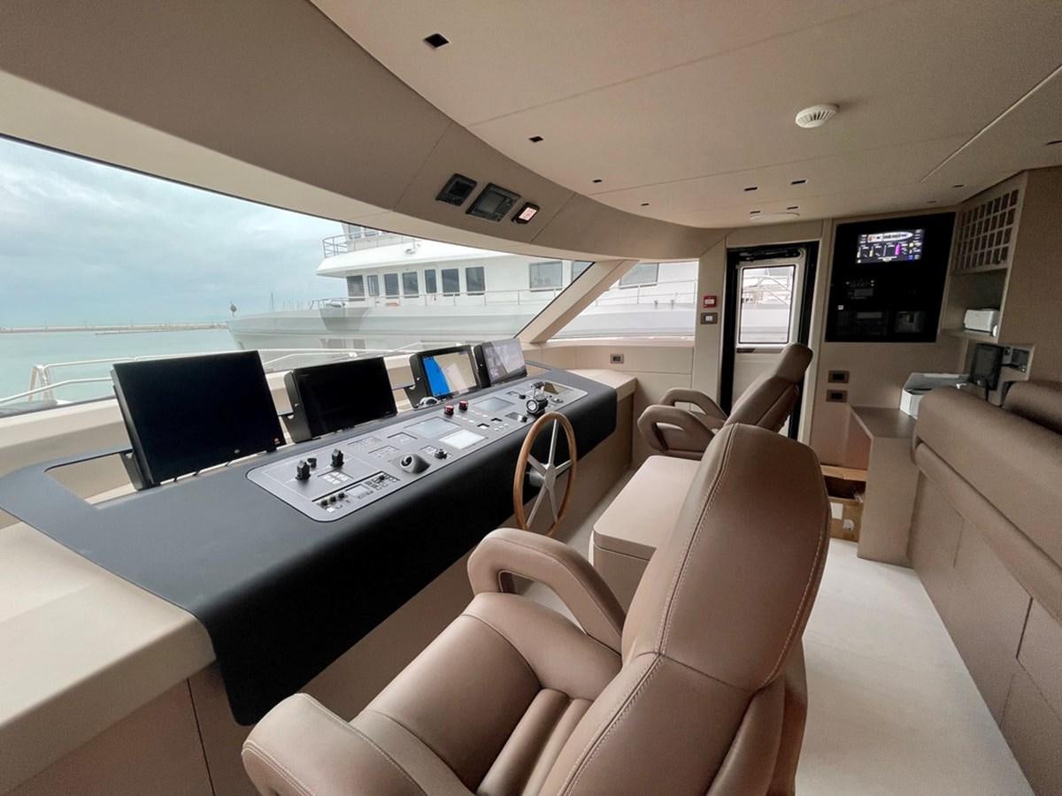 a room with a large table and chairs and a large window aboard TOGETHER Yacht for Sale