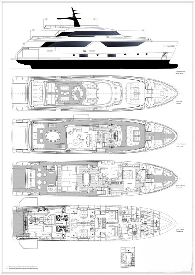 diagram, engineering drawing aboard TOGETHER Yacht for Sale