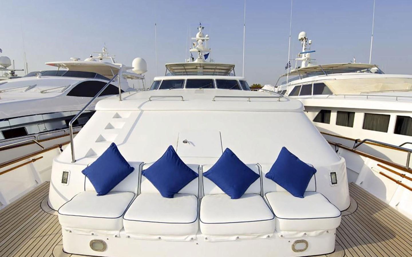 a group of boats sit on a dock aboard AQUAJOY Yacht for Sale