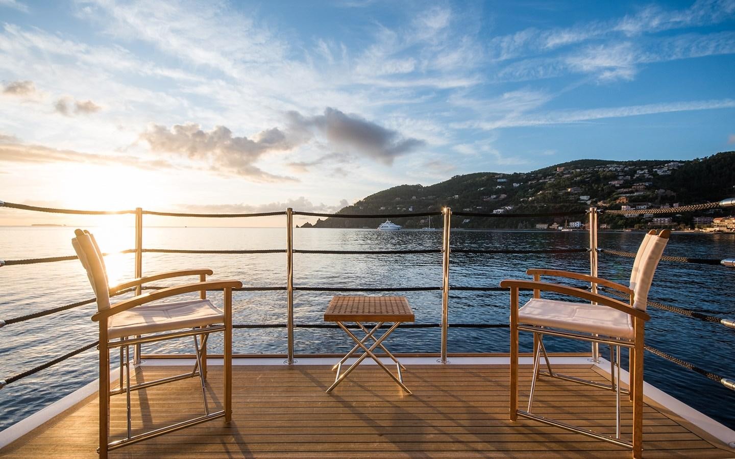 a couple of chairs on a dock aboard SOULMATE Yacht for Sale