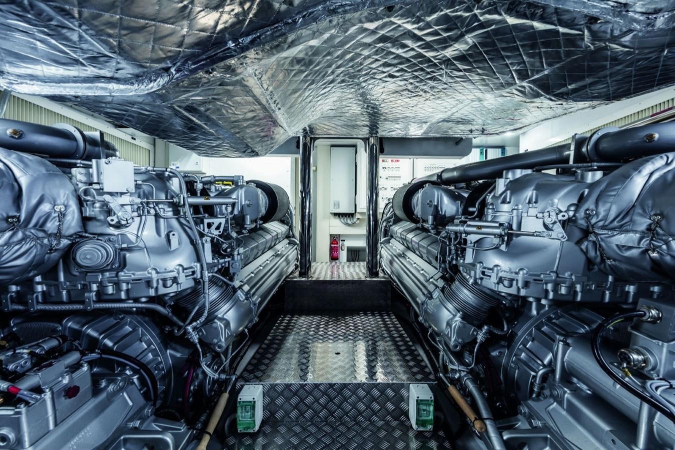 a large room with machinery aboard 5 PALMS Yacht for Sale