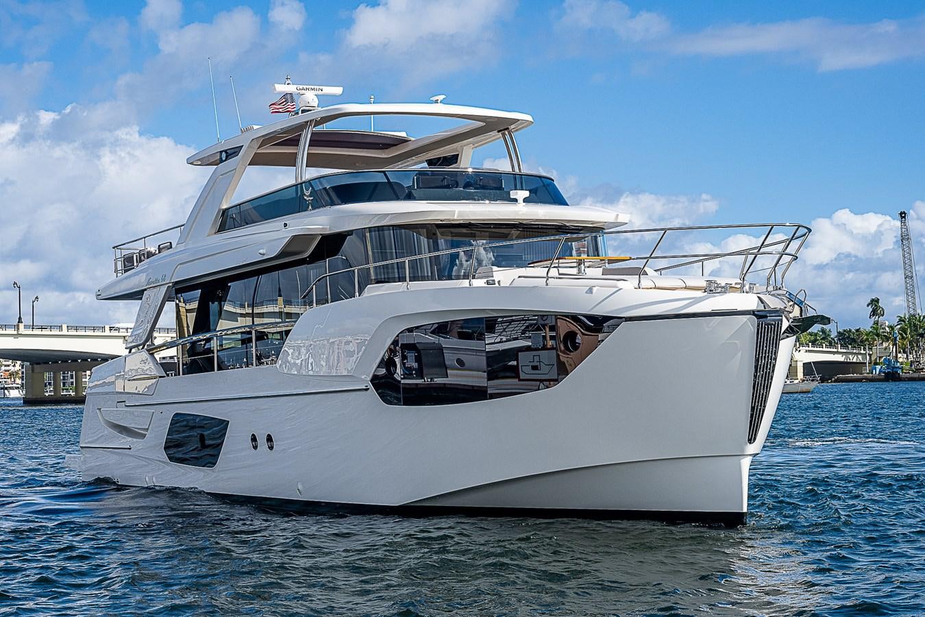 a white yacht in the water aboard 68 NAVETTA  Yacht for Sale