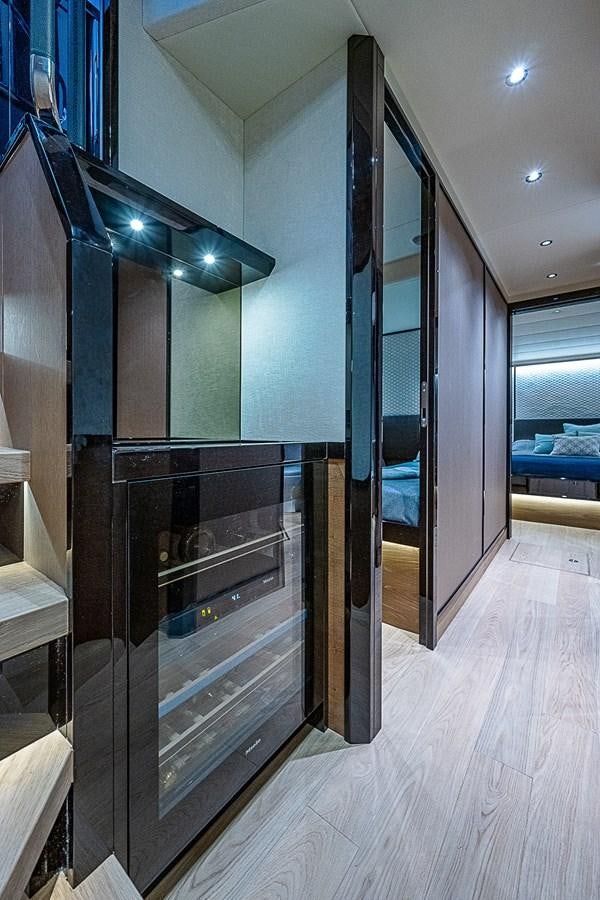a room with glass doors aboard 68 NAVETTA  Yacht for Sale
