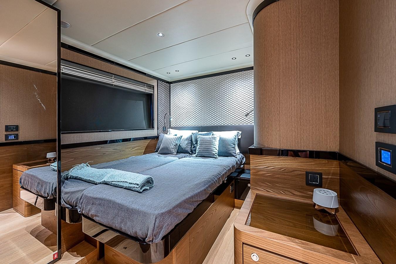 a bed in a room aboard 68 NAVETTA  Yacht for Sale