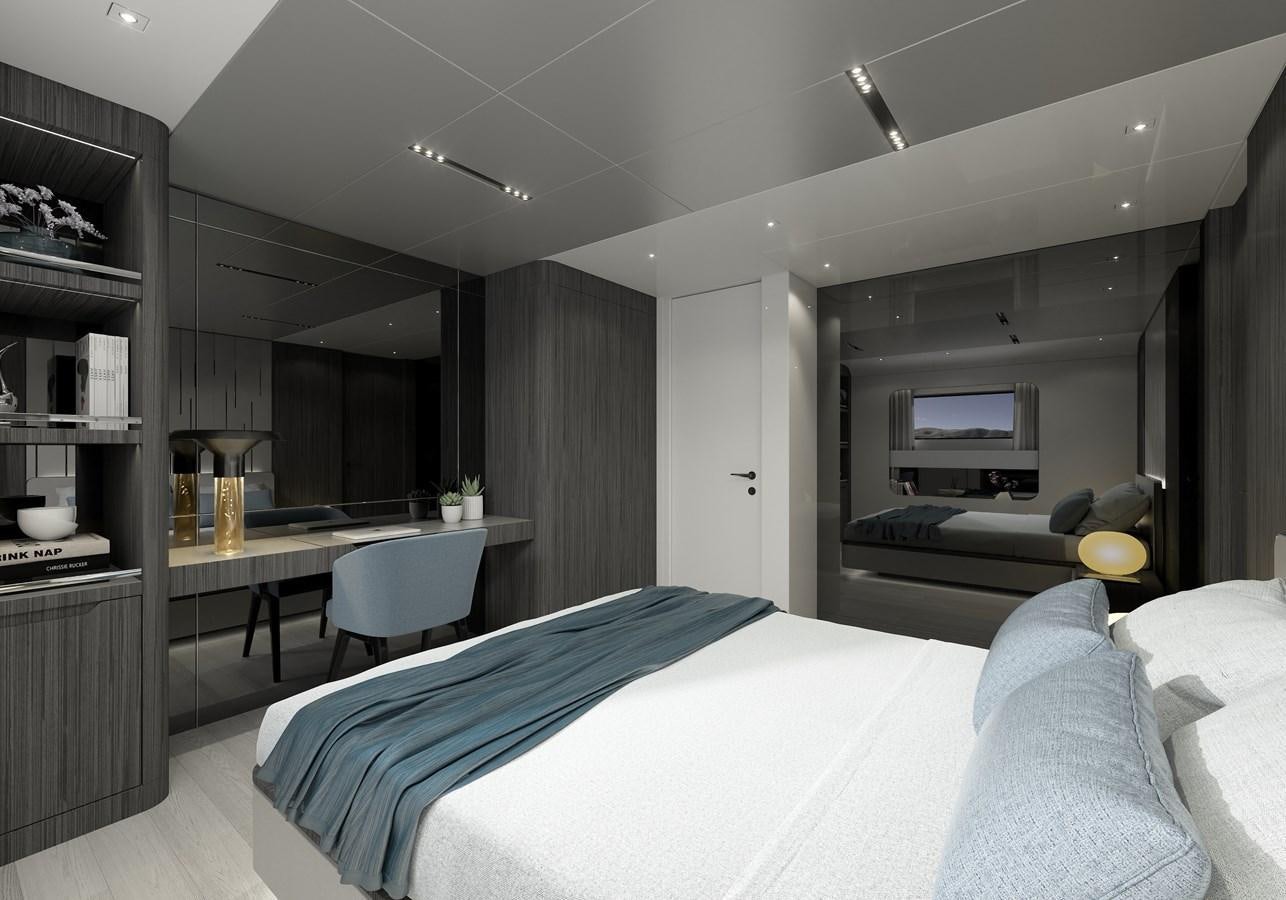 a bedroom with a bed and a desk aboard ADA 50 Z/01 Yacht for Sale