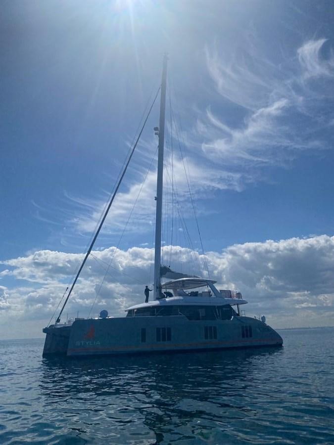 a boat in the water aboard STYLIA Yacht for Sale