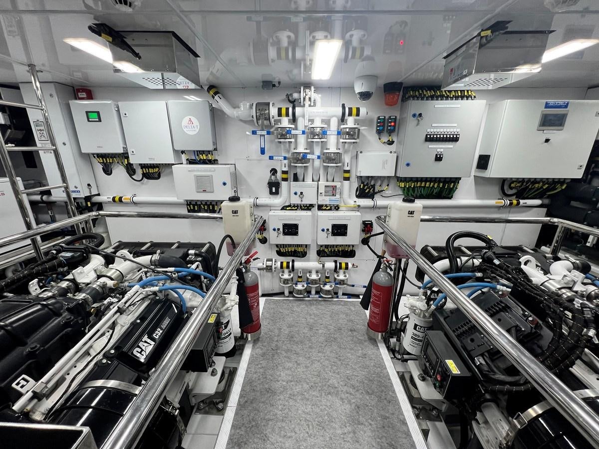 a room with machines and machinery aboard ROMEO FOXTROT Yacht for Sale