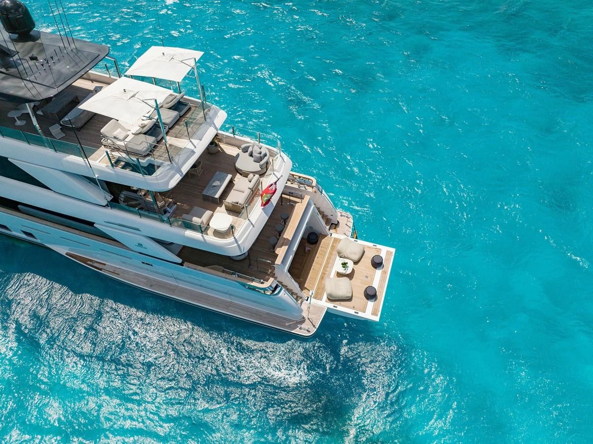 a high angle view of a ship aboard ASANTE Yacht for Sale