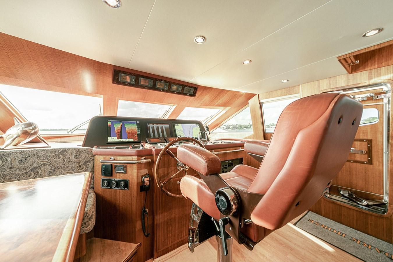 a person's legs and feet in a car aboard DARK HORSE Yacht for Sale