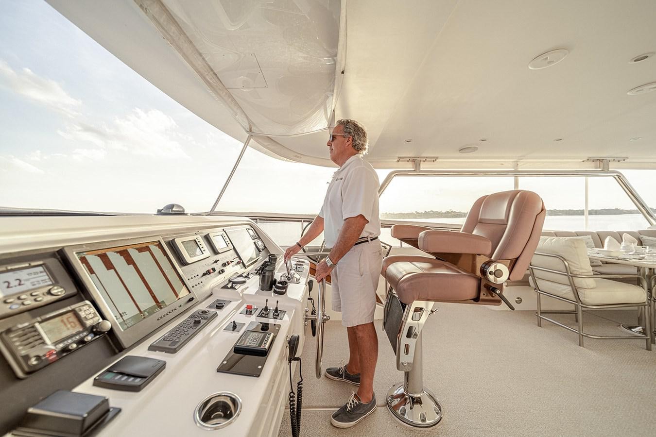 a person standing in a room aboard DARK HORSE Yacht for Sale