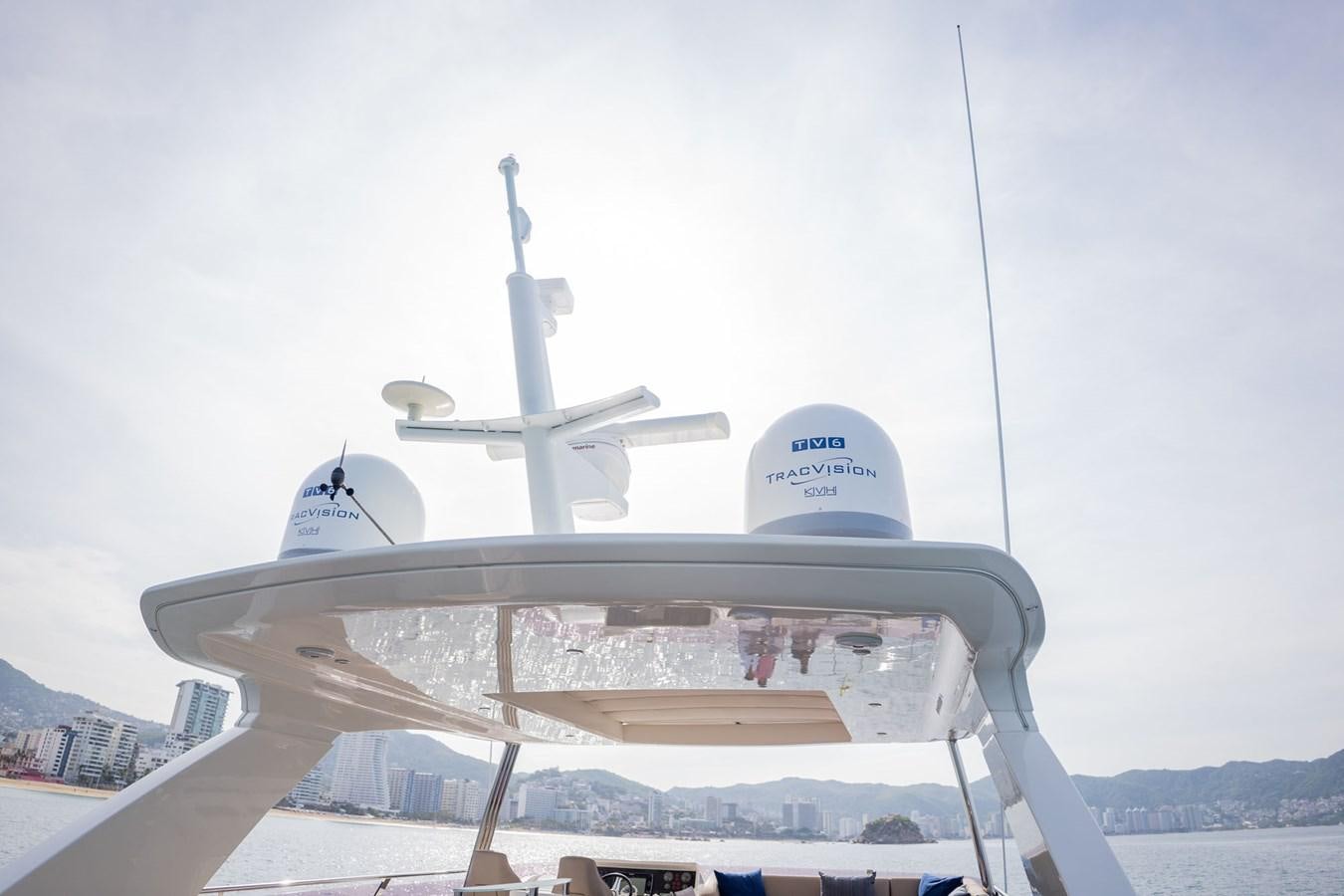 a white satellite dish aboard PICHOS III Yacht for Sale