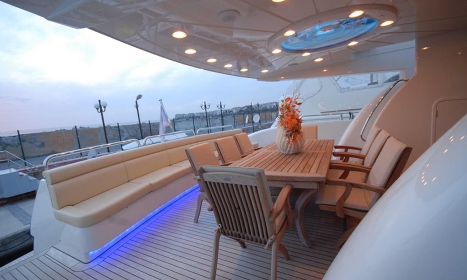 a room with a table and chairs aboard CORAL Yacht for Sale