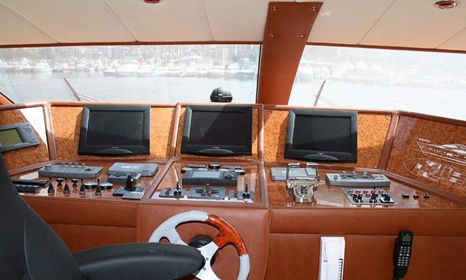 a room with a tv and a couple of monitors aboard CORAL Yacht for Sale