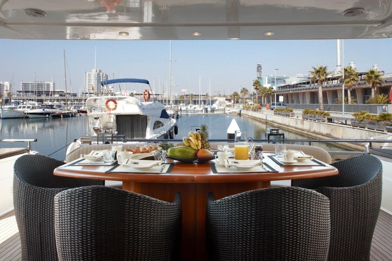 a table with food on it aboard BARBASILDA Yacht for Sale