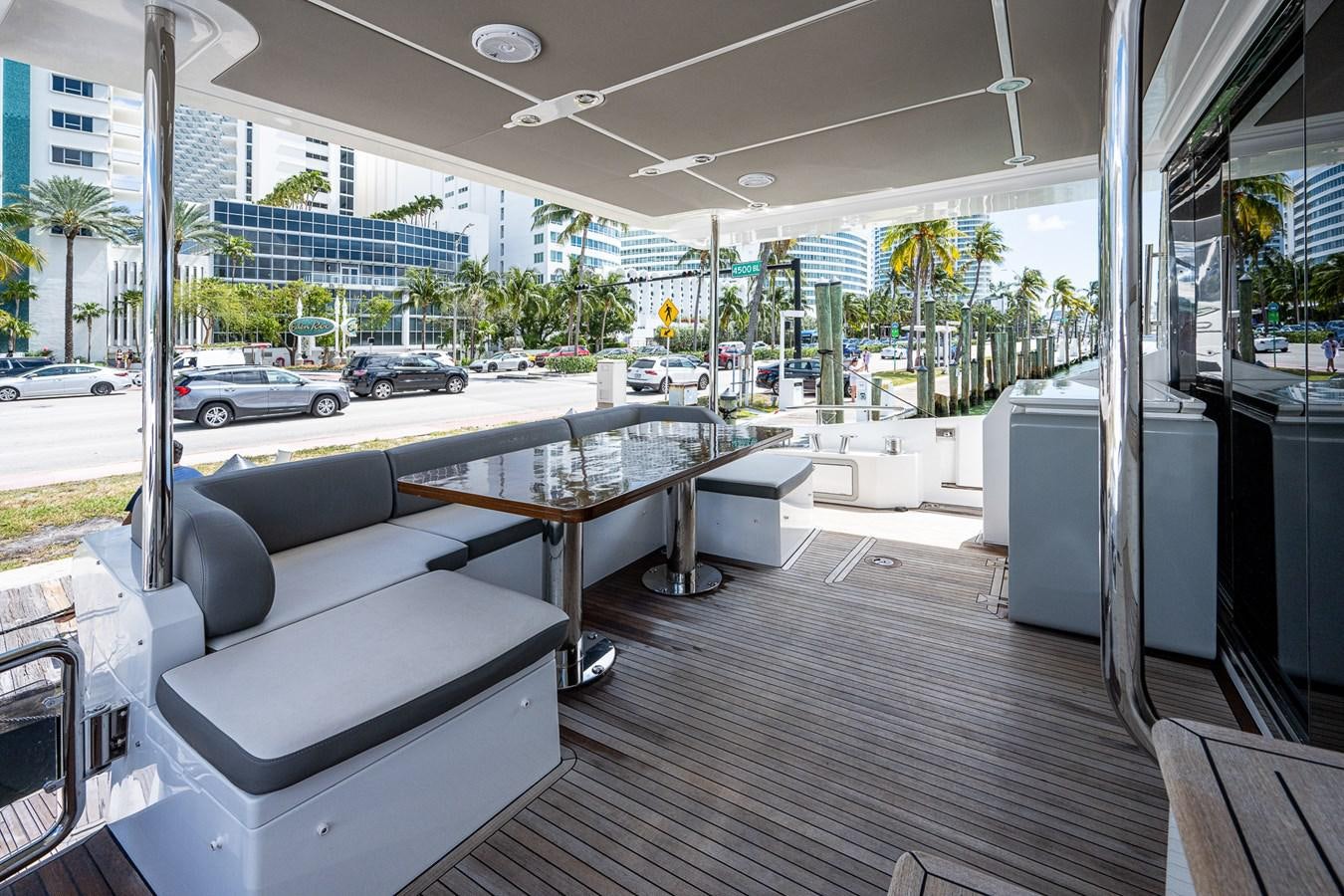 a room with a table and chairs aboard STAYSEA Yacht for Sale