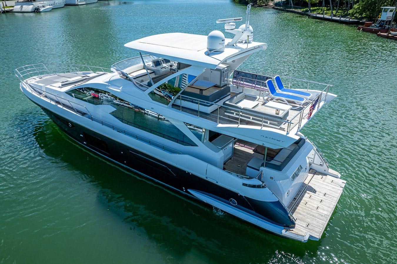 a large ship in the water aboard STAYSEA Yacht for Sale