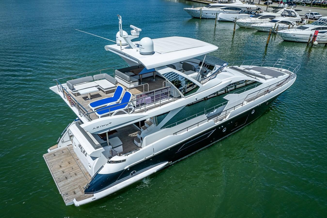a large boat on the water aboard STAYSEA Yacht for Sale