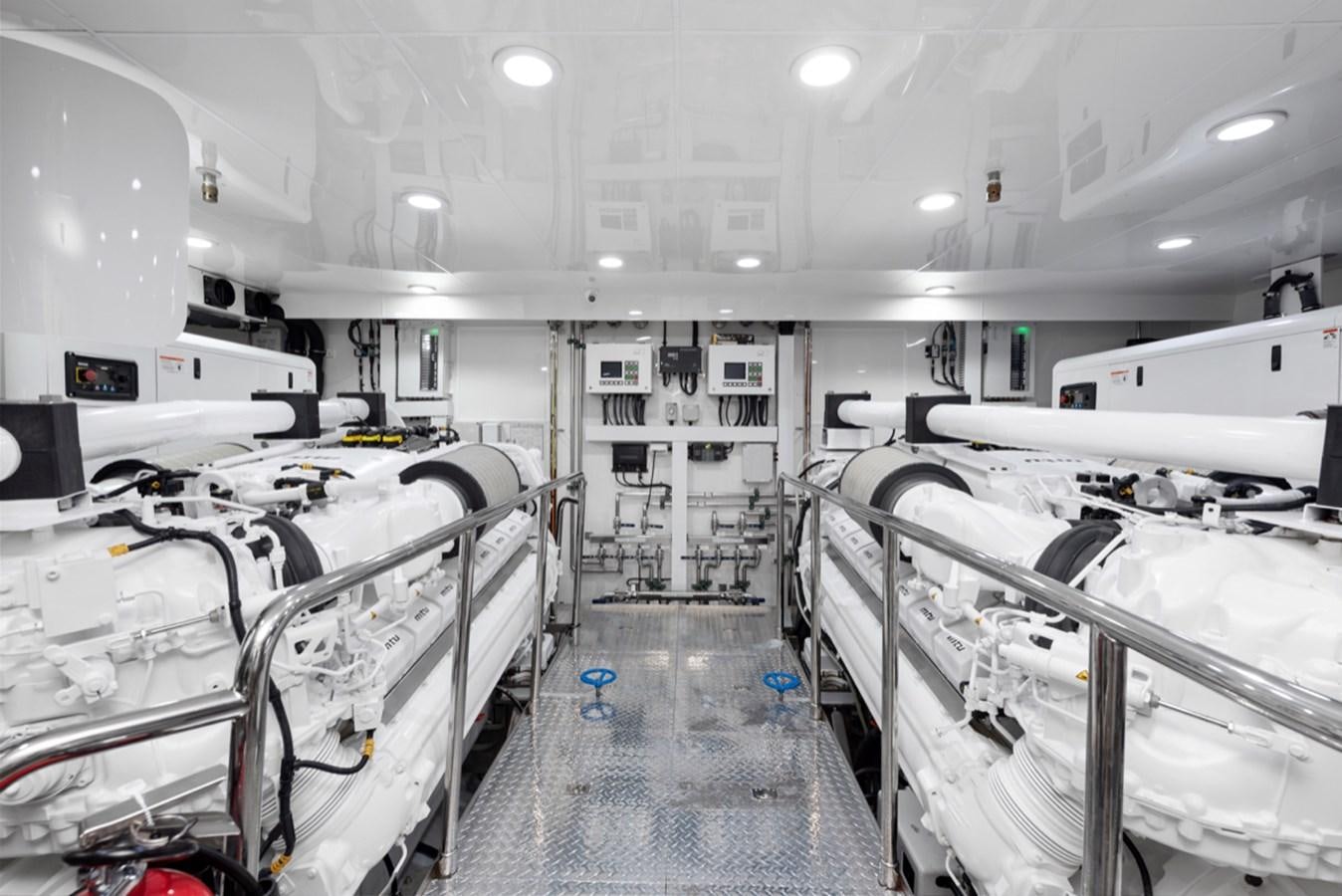a room full of white machines aboard EVERGLADE Yacht for Sale