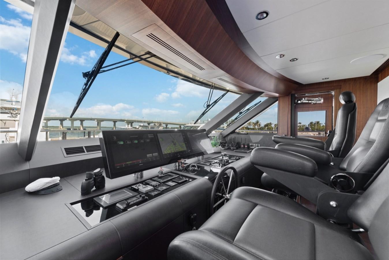 inside of a car aboard EVERGLADE Yacht for Sale