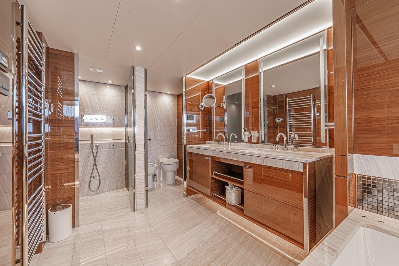 a bathroom with a large sink aboard AVALON Yacht for Sale