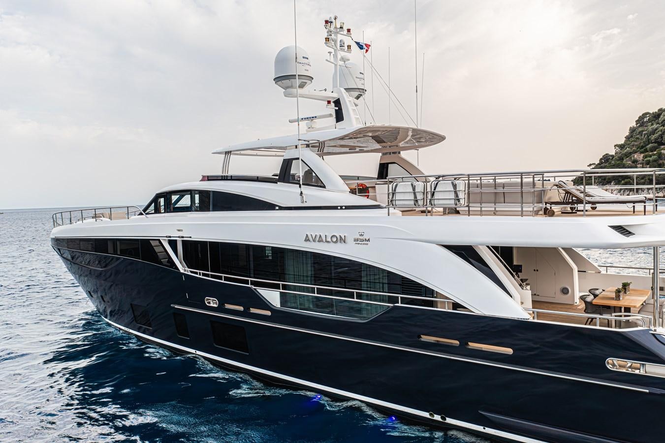 a large white yacht aboard AVALON Yacht for Sale