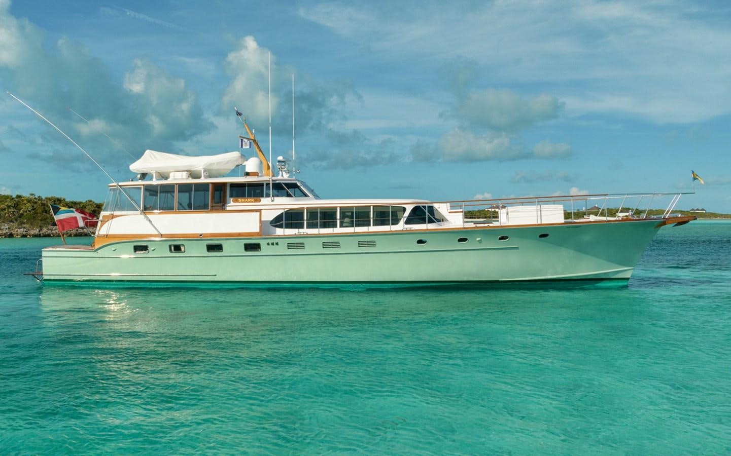 a boat in the water aboard SHARK Yacht for Sale