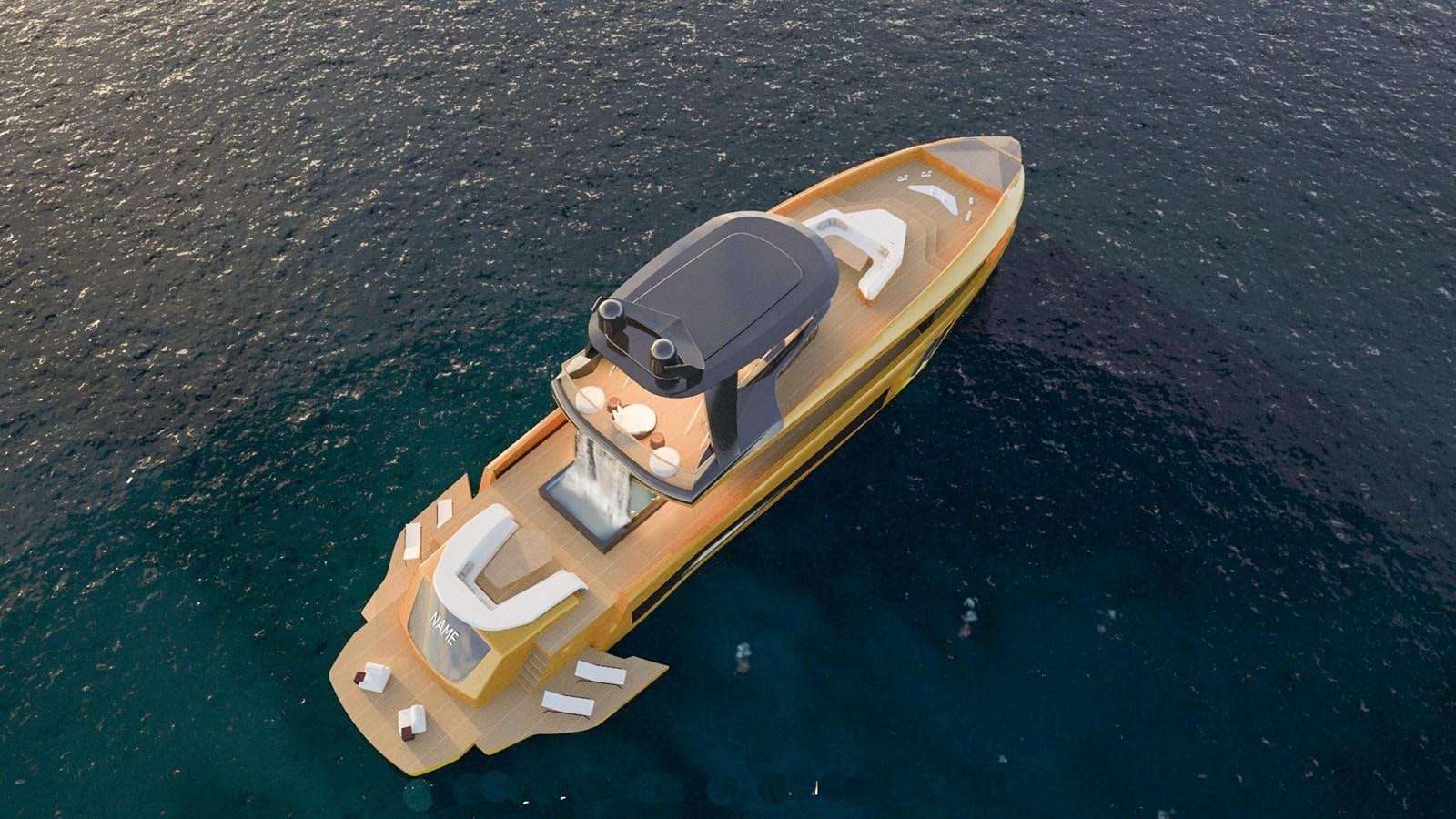 a yellow and black boat on water aboard CUSTOM Yacht for Sale