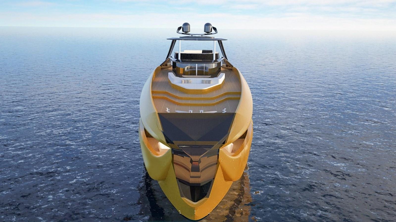 a yellow boat in the water aboard CUSTOM Yacht for Sale