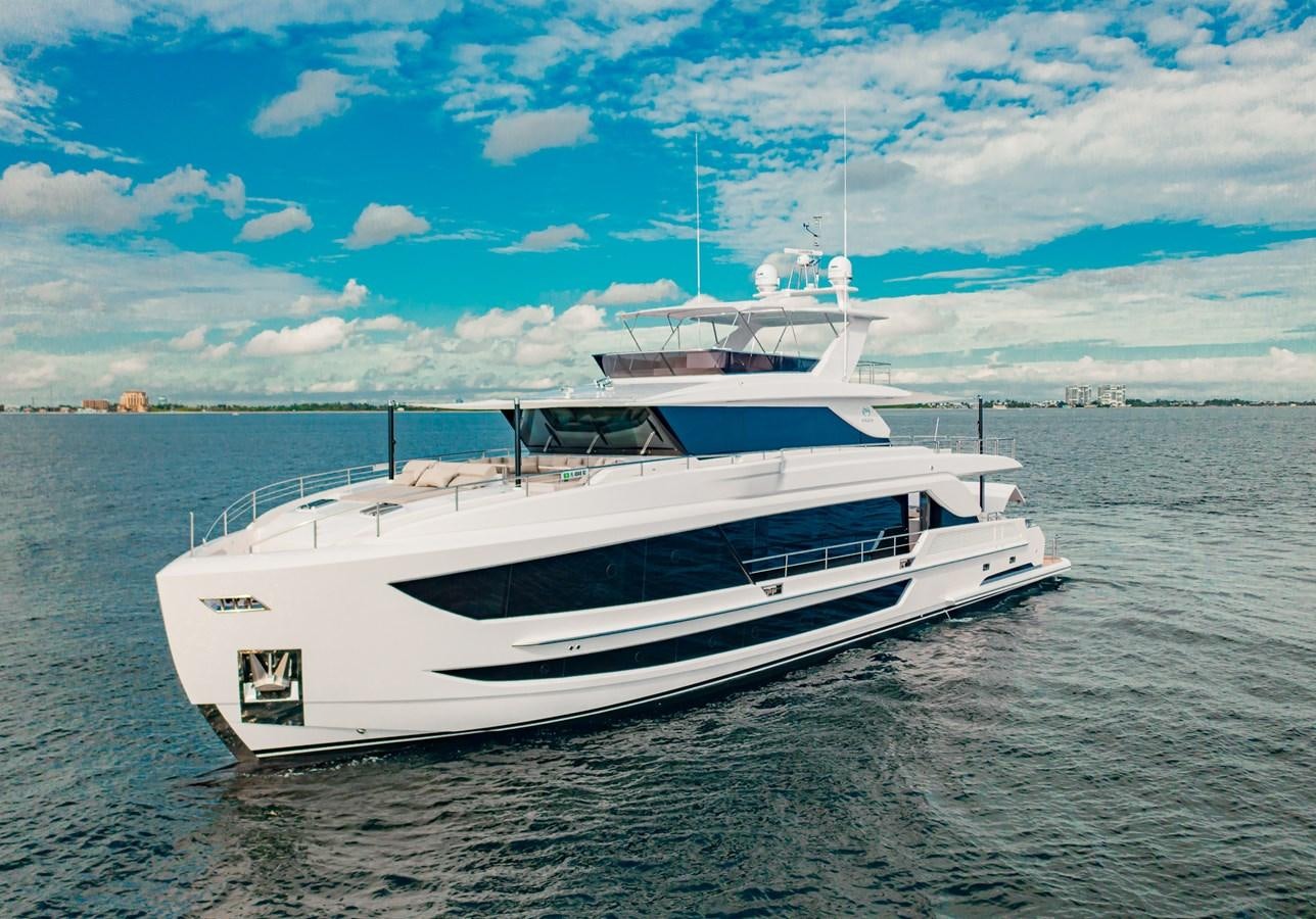 a white boat in the water aboard FD100-908 IN PRODUCTION Yacht for Sale