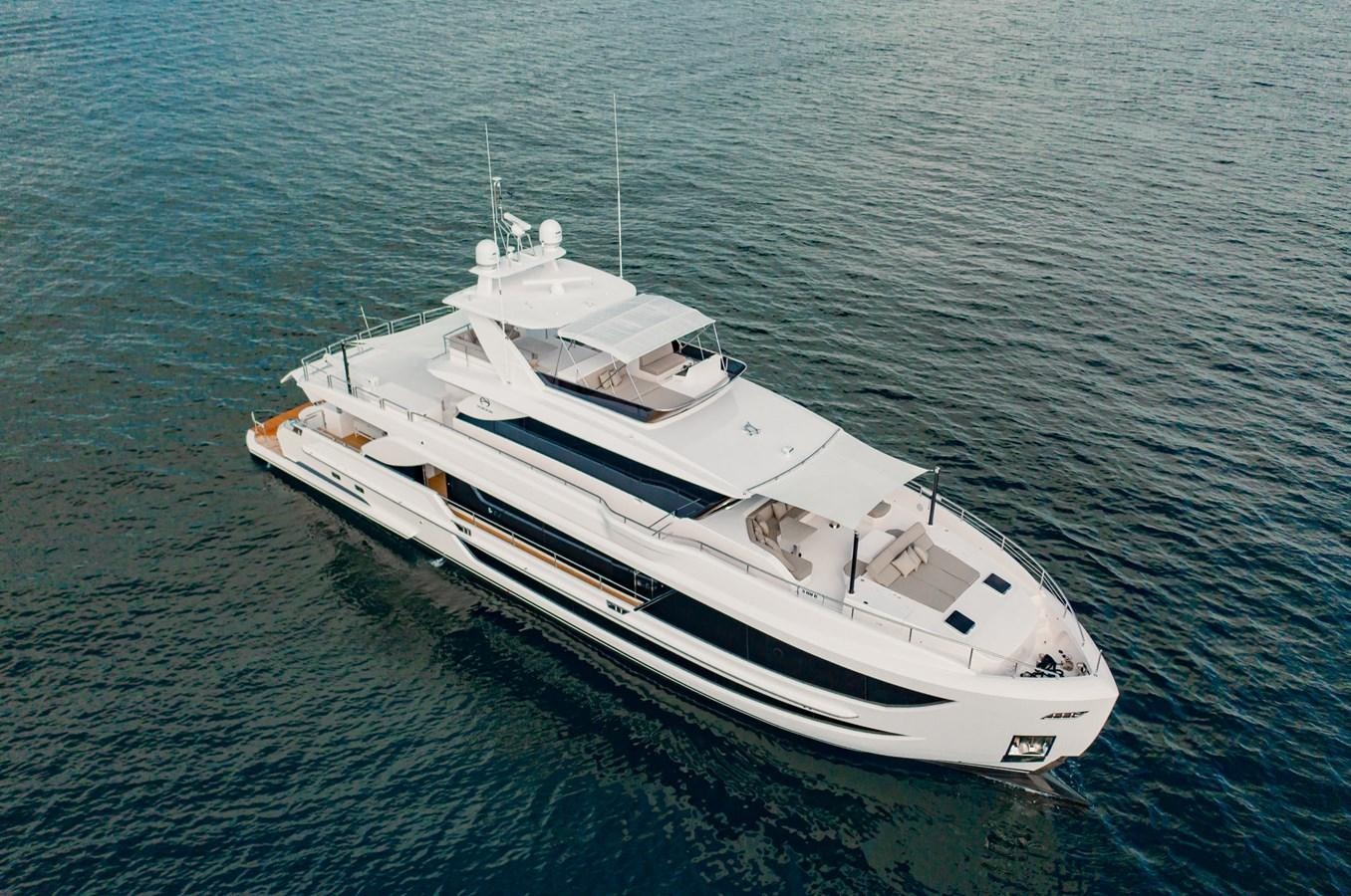 a white and black boat in the water aboard FD100-908 IN PRODUCTION Yacht for Sale