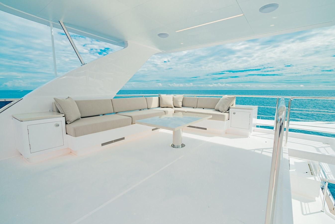 a room with a large window and a view of the ocean aboard FD100-908 IN PRODUCTION Yacht for Sale