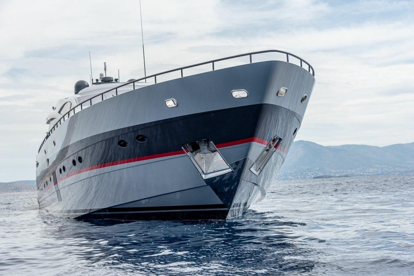 a large ship in the water aboard REBOOT Yacht for Sale