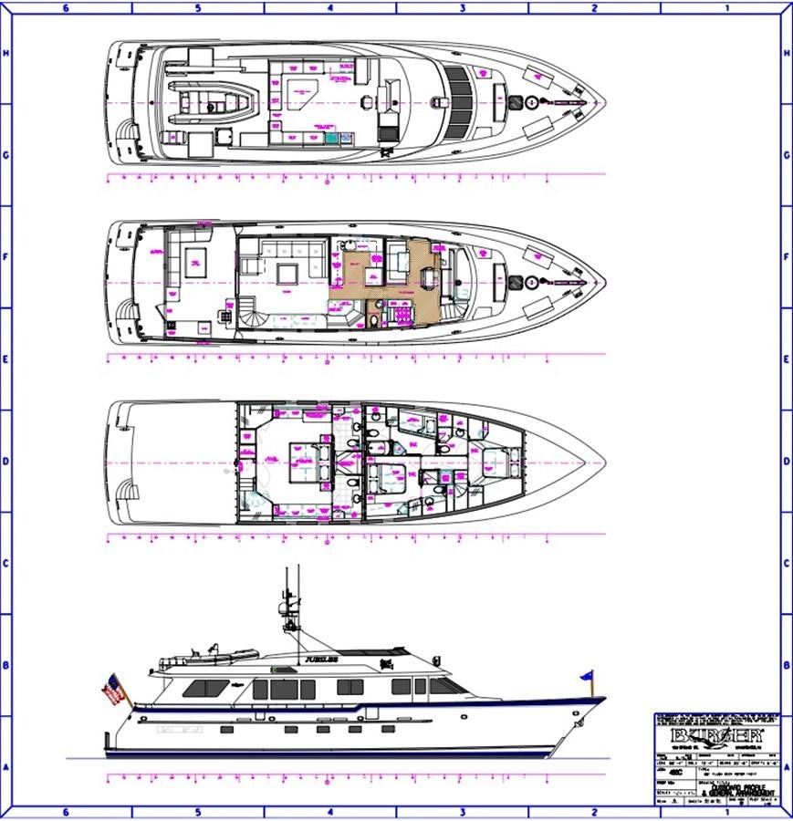 diagram, engineering drawing, schematic aboard WELL DONE Yacht for Sale