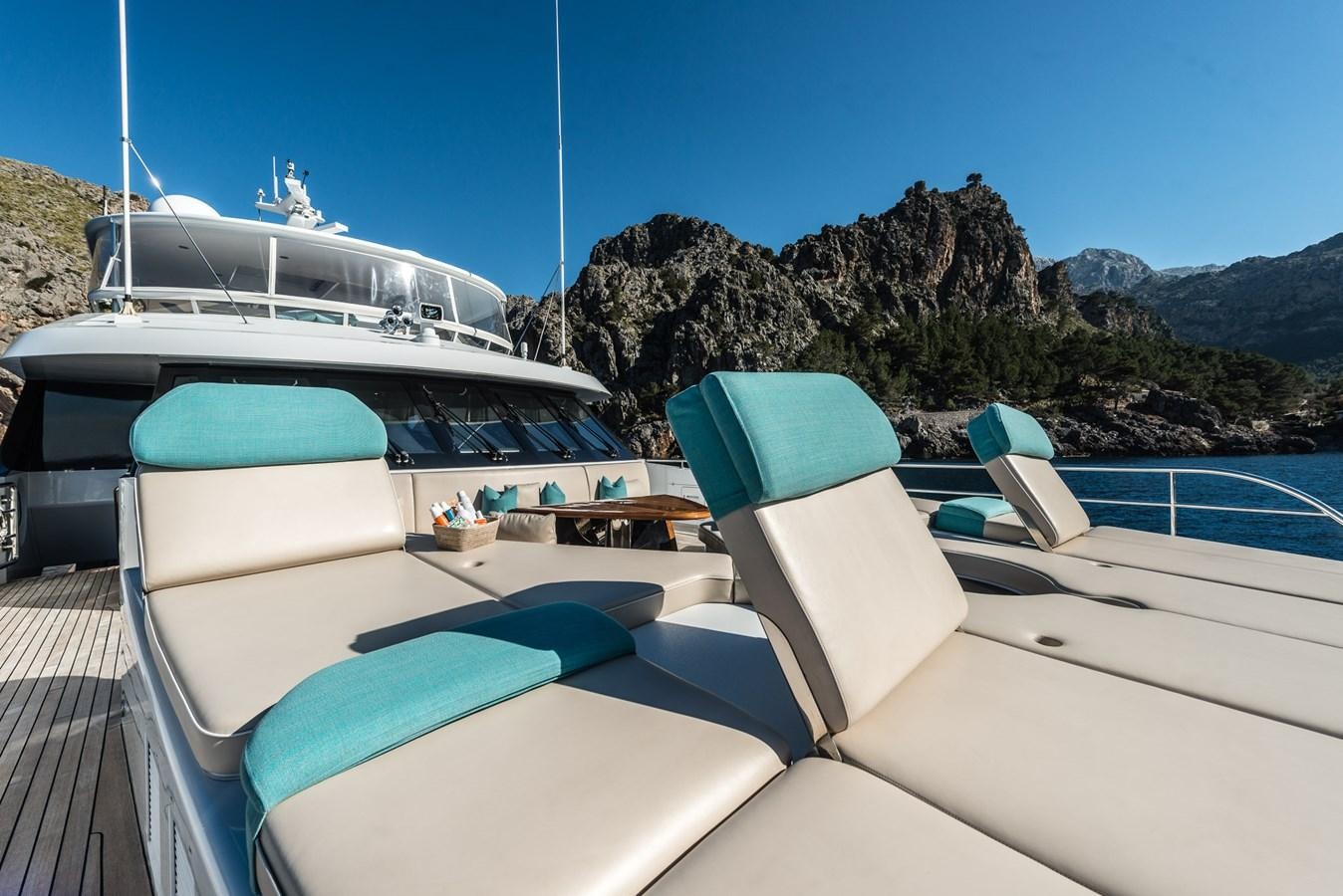 a boat on a dock aboard FLYING MANTA Yacht for Sale