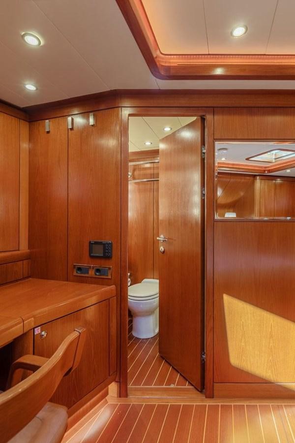 a bathroom with a standup shower aboard PAULINE AF SKANOR Yacht for Sale