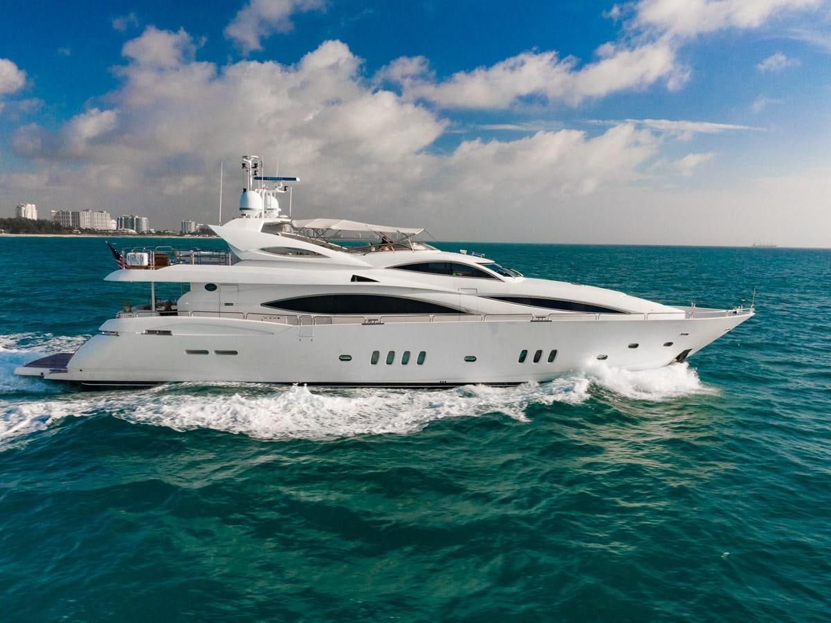 a white yacht in the water aboard 105 MOTOR Yacht for Sale