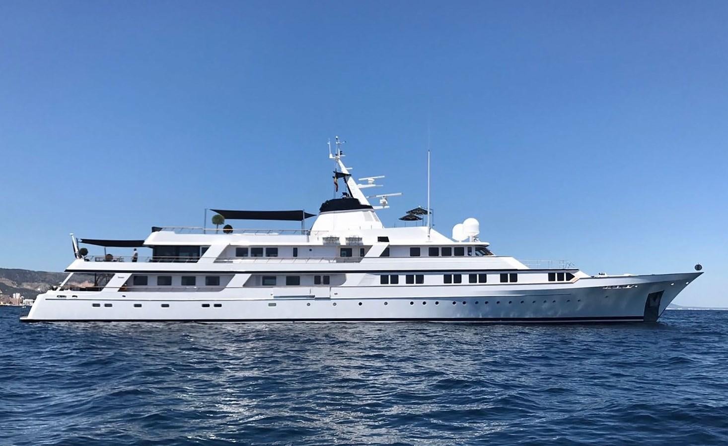 a large white boat in the water aboard SANOO Yacht for Sale