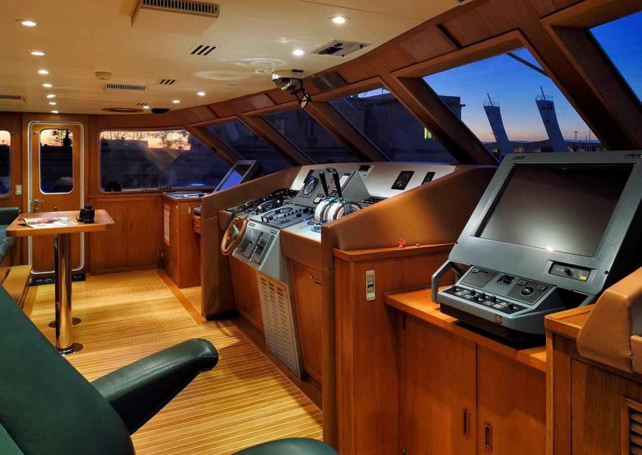 a room with a desk and a television aboard SANOO Yacht for Sale