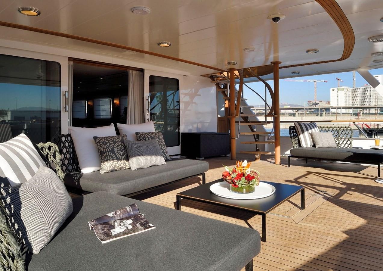 a living room with a large window aboard SANOO Yacht for Sale