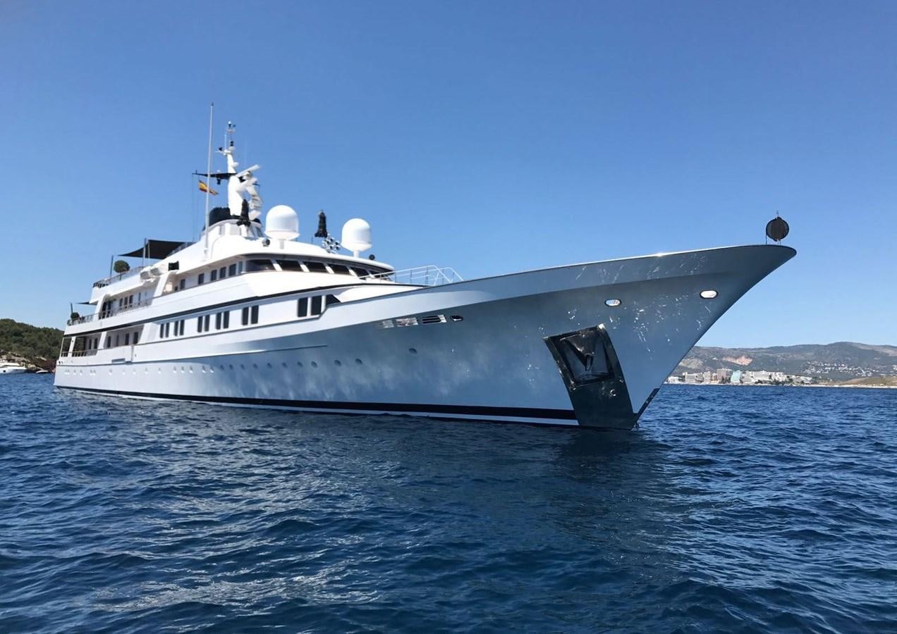 a large white ship in the water aboard SANOO Yacht for Sale