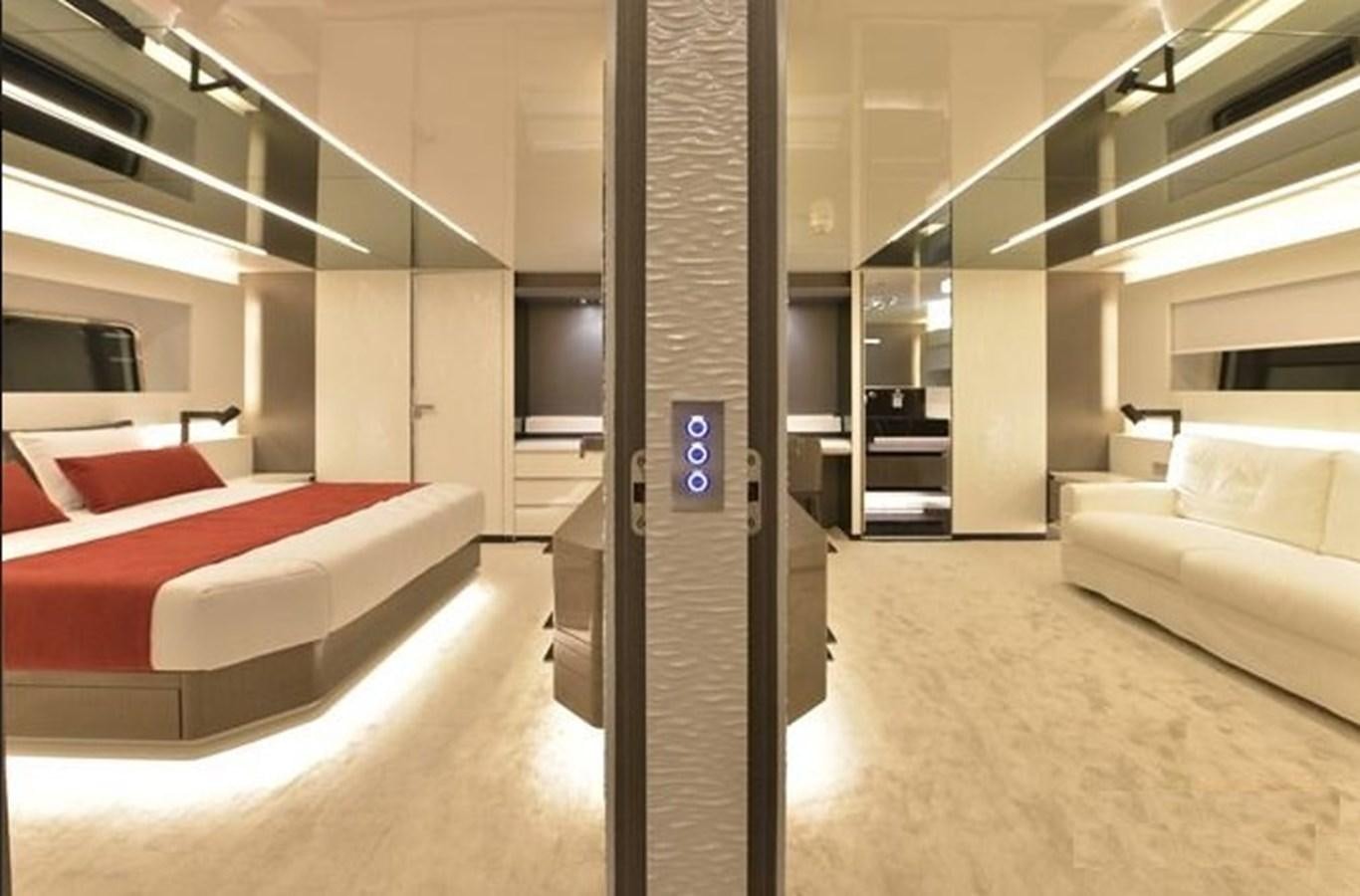 a large room with a glass wall aboard ARCADIA 100 Yacht for Sale